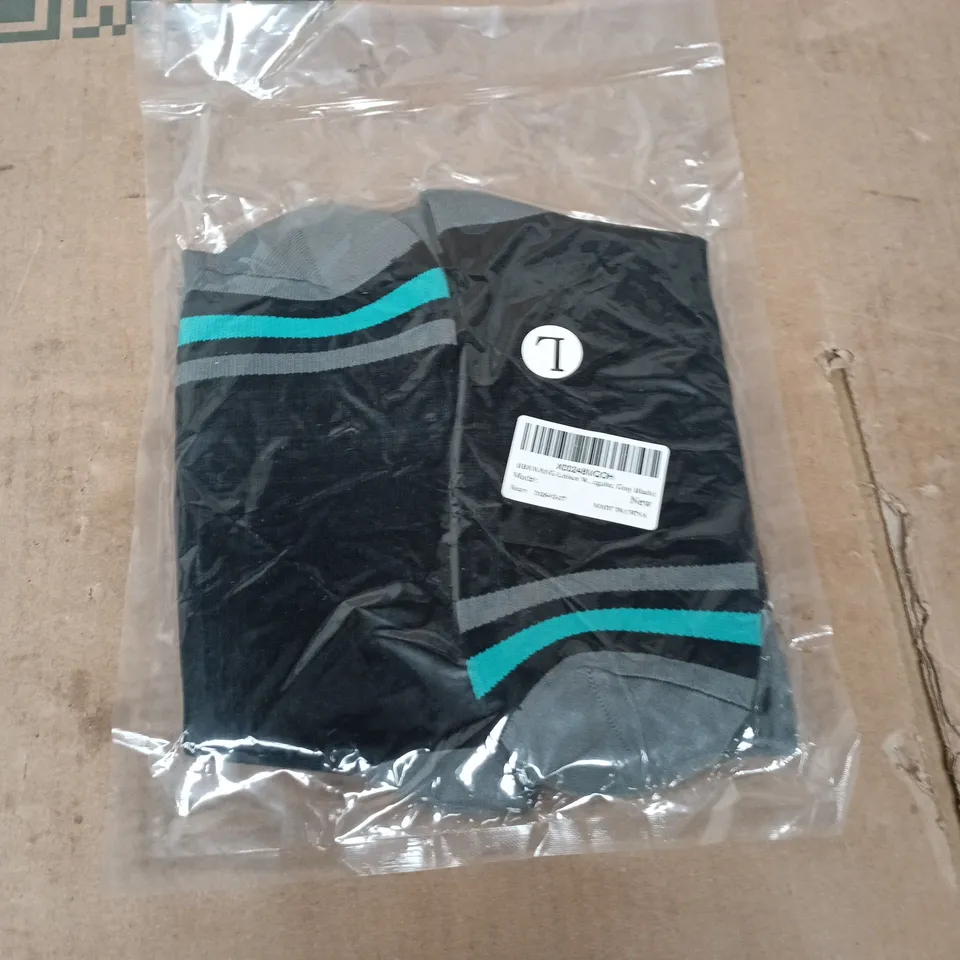 BBXWANG UNISEX SOCKS – BLACK WITH TEAL & GREY STRIPES (NEW)