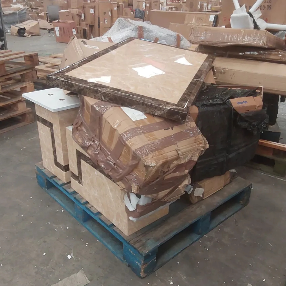PALLET CONTAINING A LARGE QUANTITY OF ASSORTED DESIGNER FURNITURE PARTS ECT