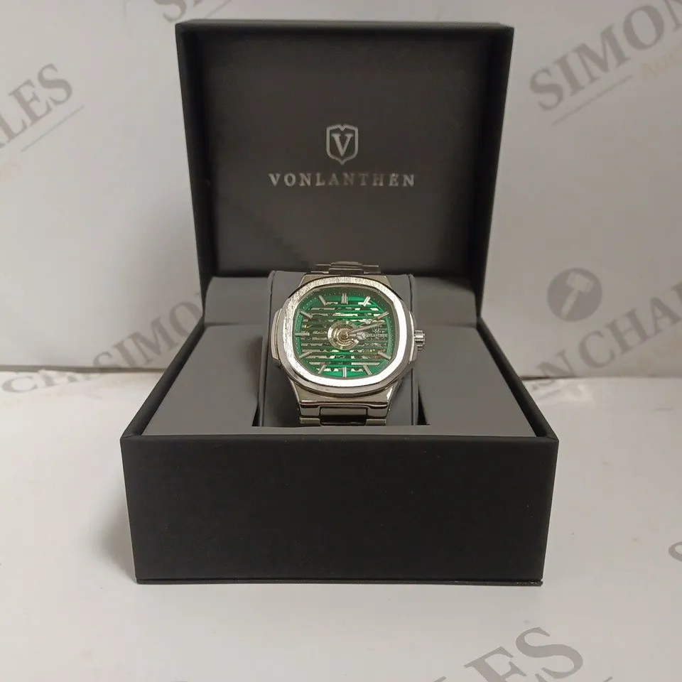 BOXED VONLANTHEN LUXURY AUTOMATIC WATCH - SKELETON DIAL - STAINLESS STEEL  