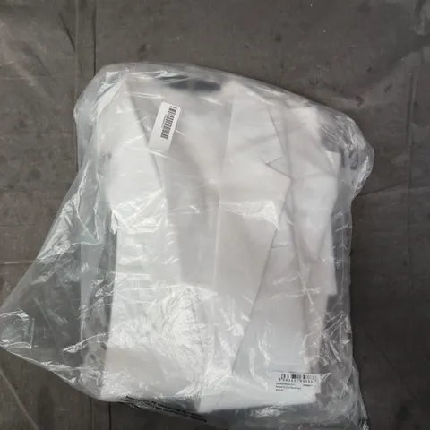 BOOHOOMAN WHITE LINEN-BLEND RELAXED FIT BLAZER – WEDDING GUEST, UK 36