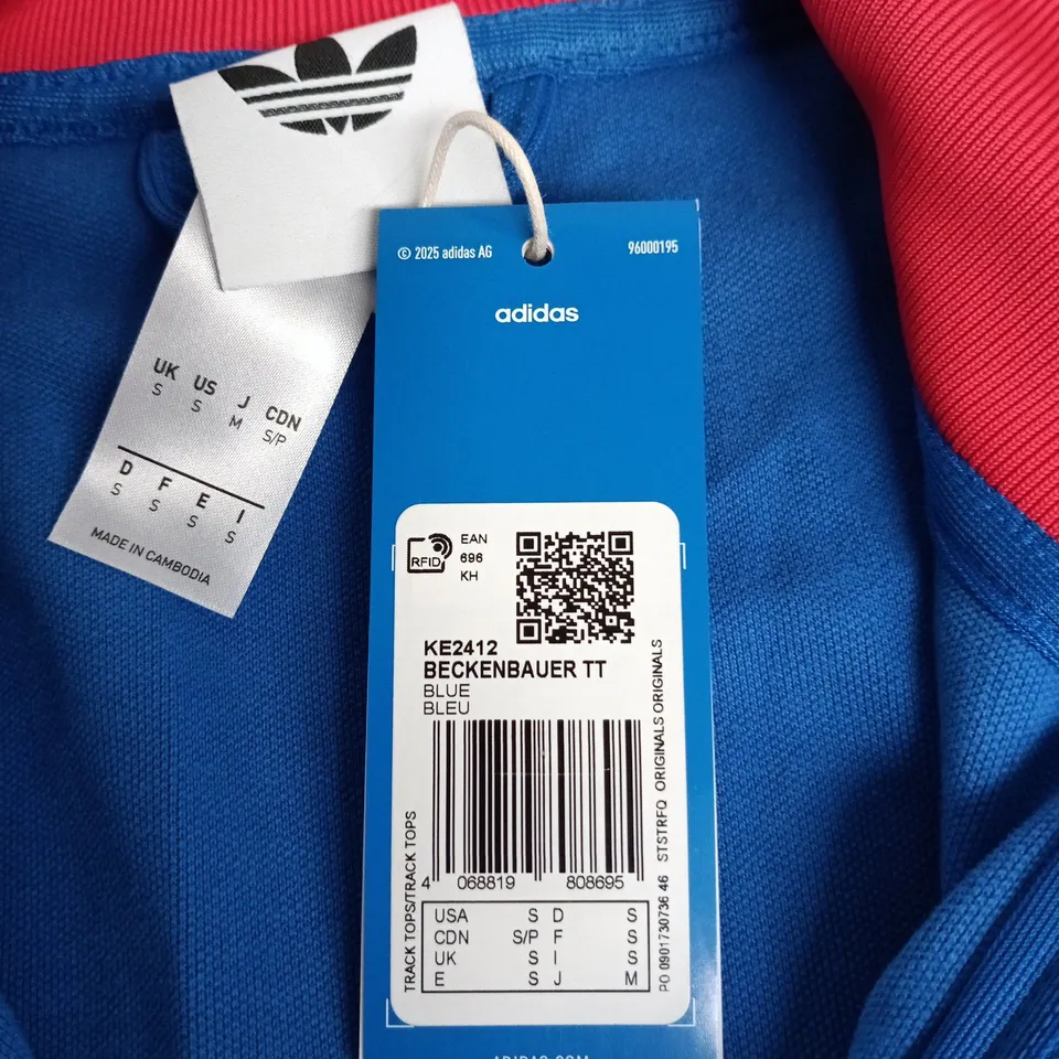 ADIDAS BECKENBAUER TT TRACK TOP – BLUE WITH RED HOOD (UK S)