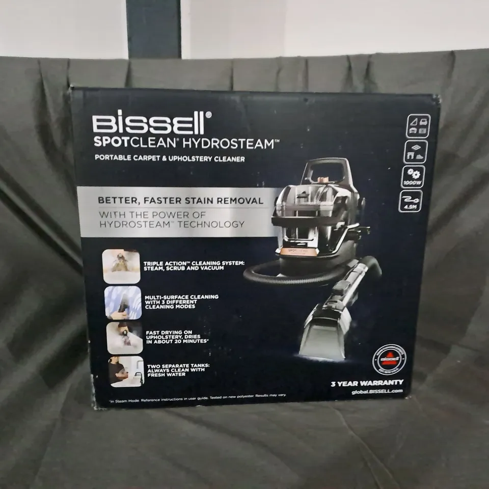 BOXED BISSELL SPOTCLEAN HYDROSTEAM CLEANER