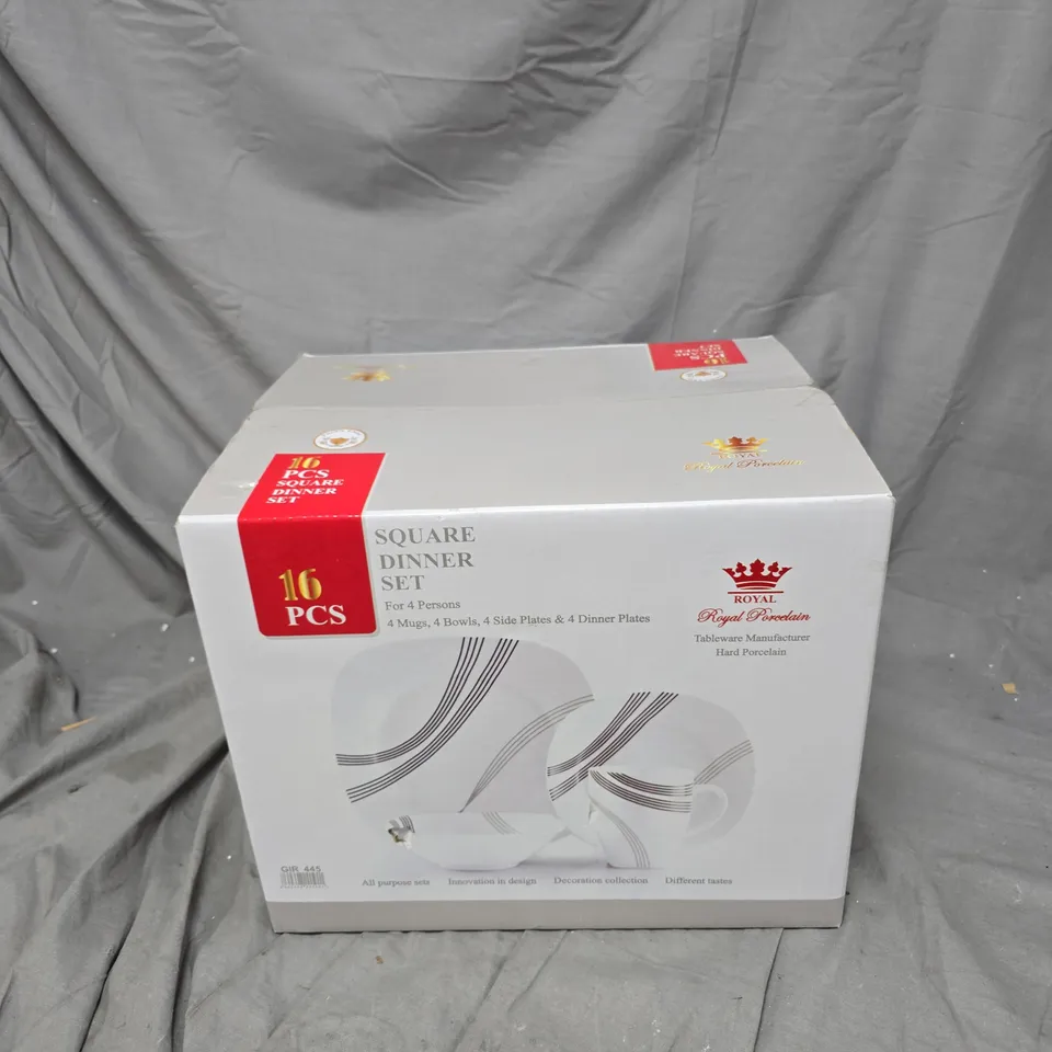 ROYAL PORCELAIN SQUARE DINNER SET – 16 PIECES (FOR 4 PERSONS)