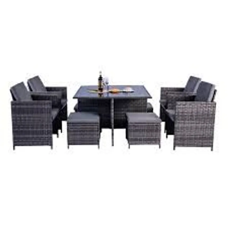 BOXED GREY RATTAN GARDEN FURNITURE SET (3 BOXES)