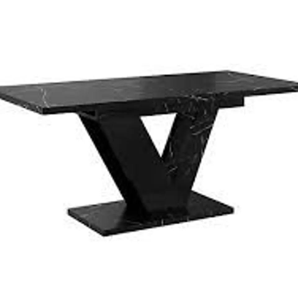EXTENDABLE DINING TABLE 120 - 160CM V LEGS MODERN MARBLE CONCRETE EFFECT (2BOXES)