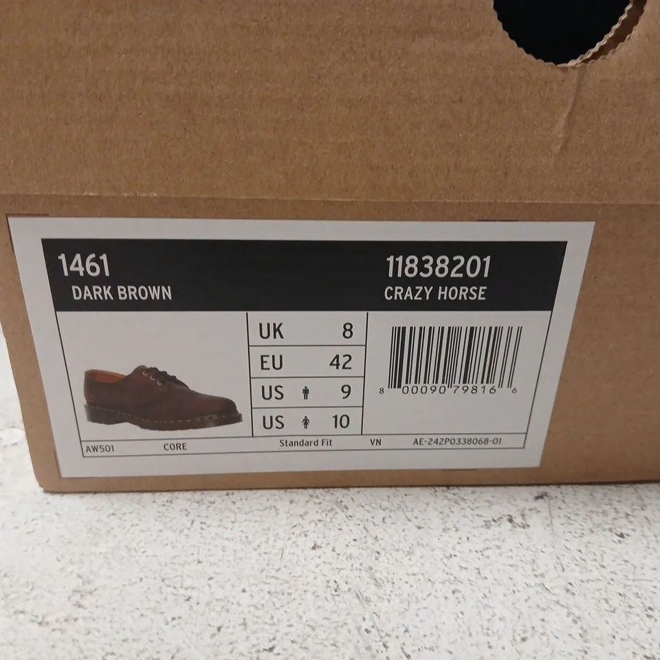 DR. MARTENS AIRWAIR DARK BROWN CRAZY HORSE LEATHER SHOE – UK 8