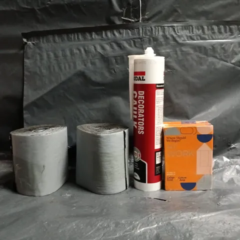 APPROXIMATELY 10 ASSORTED HOUSEHOLD ITEMS TO INCLUDE DECORATORS CAULK, ETC