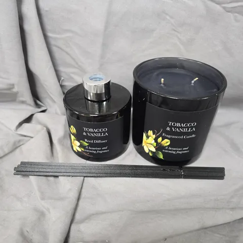 TOBACCO & VANILLA REED DIFFUSER & FRAGRANCED CANDLE SET