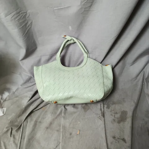 BOX OF APPROXIMATELY 10 X MINT GREEN WOVEN HANDBAG WITH SHORT HANDLES