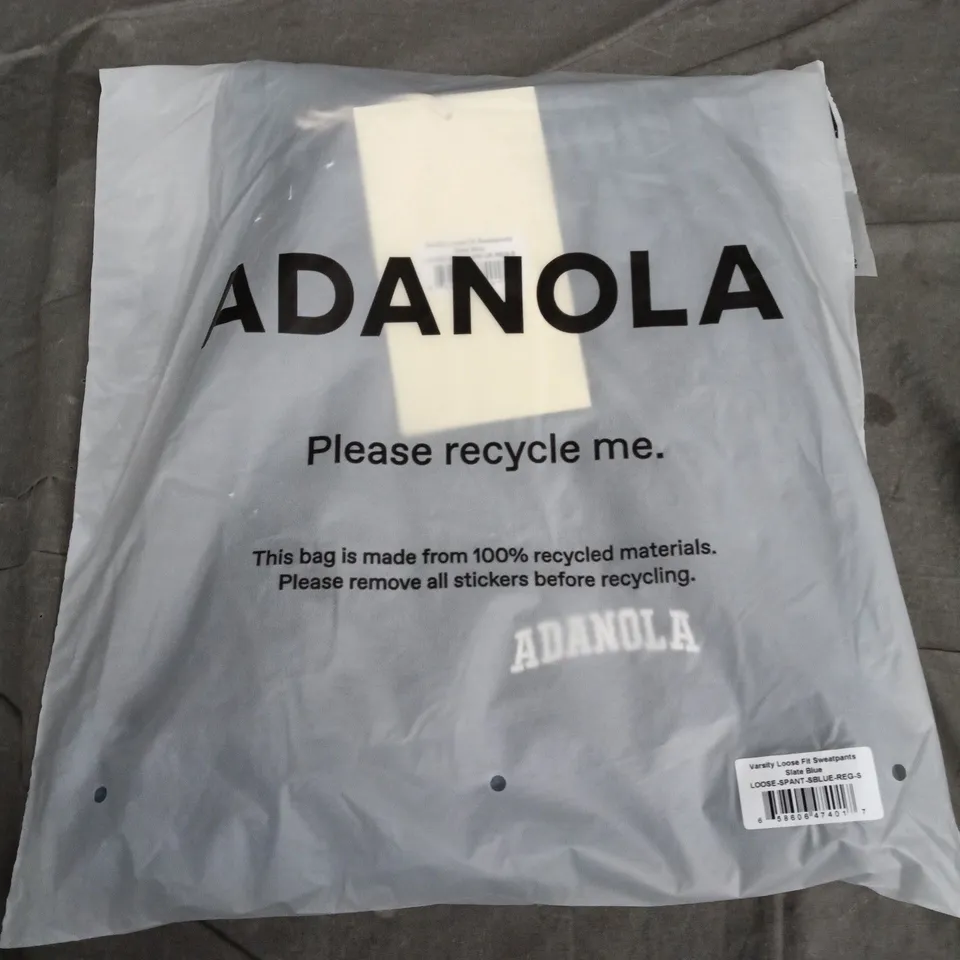 BAGGED ADANOLA VARSITY LOOSE FIT SWEATPANTS – SLATE BLUE – UK S