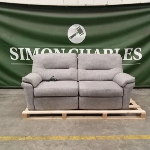 DESIGNER 3 SEATER FABRIC UPHOLSTERED POWER RECLINER SOFA - GREY