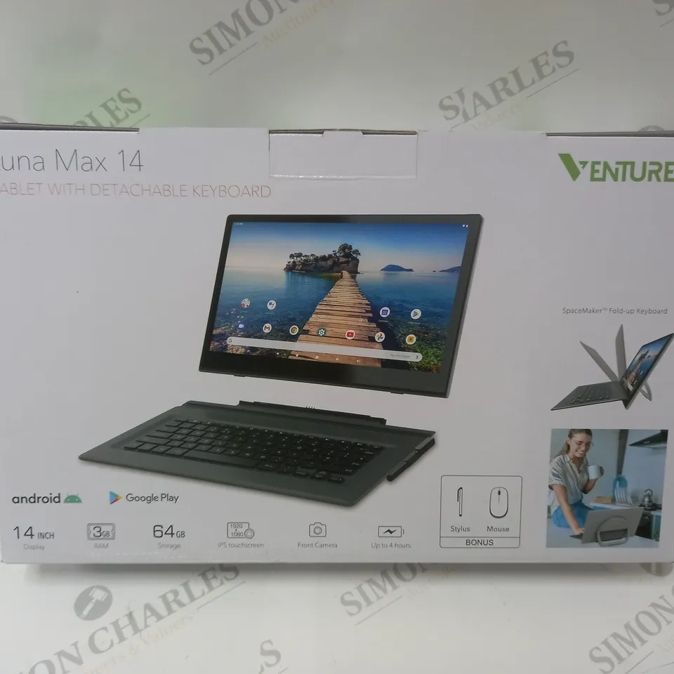 BRAND NEW BOXED VENTURER LUNA MAX 14 64GB 14" HD TABLET WITH DETACHABLE KEYBOARD 