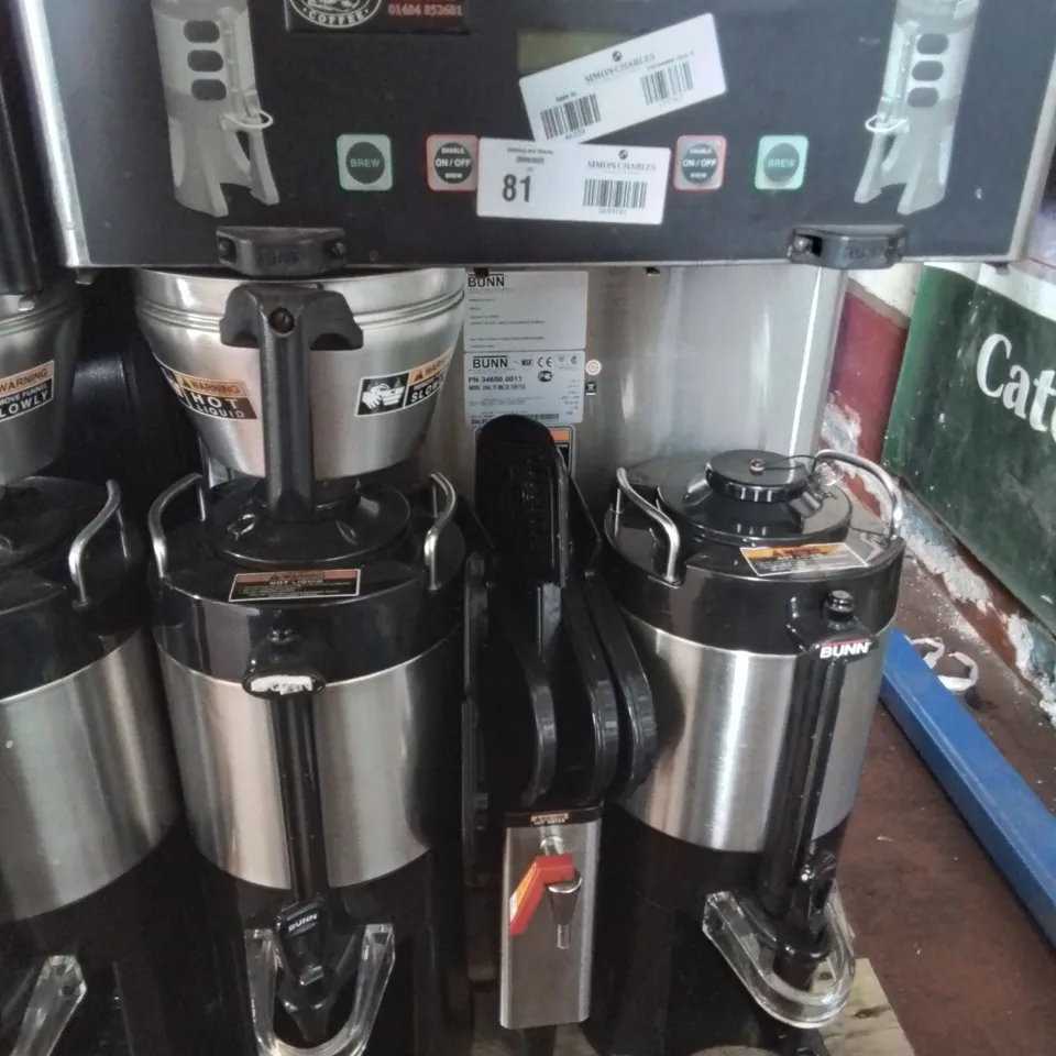 BUNN DUAL TF COMMERCIAL COFFEE BREWER WITH TWIN URNS