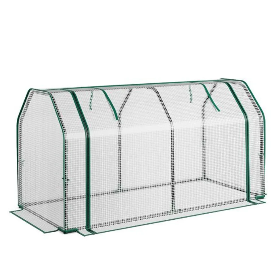 BOXED COSTWAY PORTABLE GARDEN GREENHOUSE WITH ROLL-UP ZIPPER DOOR
