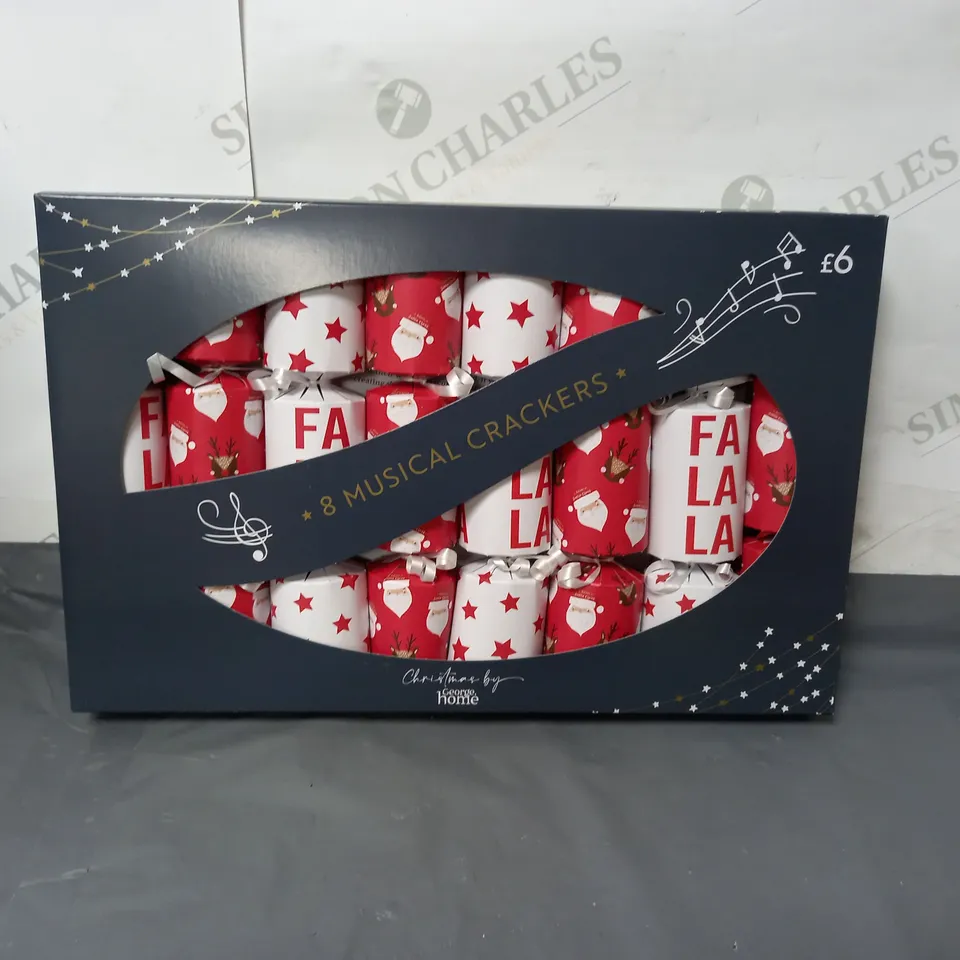 BOXED LOT OF APPROX 9 PACKS OF 8 MUSICAL CRACKERS BY GEORGE HOME