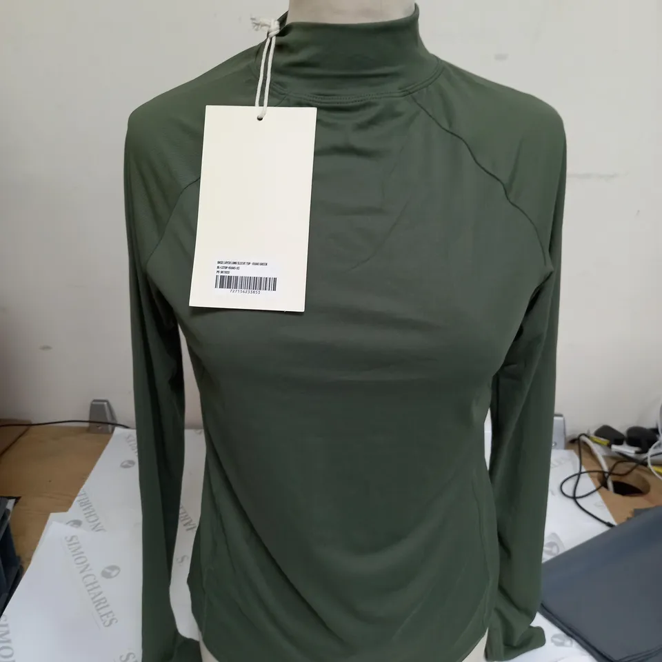 ADANOLA BASE LAYER LONG SLEEVE TOP IN KHAKI GREEN - XS