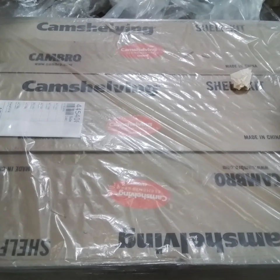 PALLET CONTAINING LARGE QUANTITY OF CAMSHELVING SHELF KITS