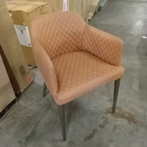 BESPOKE TAN PU LEATHER DIAMOND PATTERN DINING CHAIR