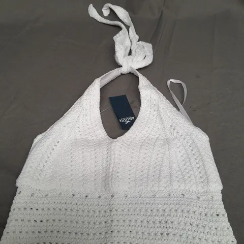 HOLLISTER WHITE KNITTED CROPPED TOP - XS