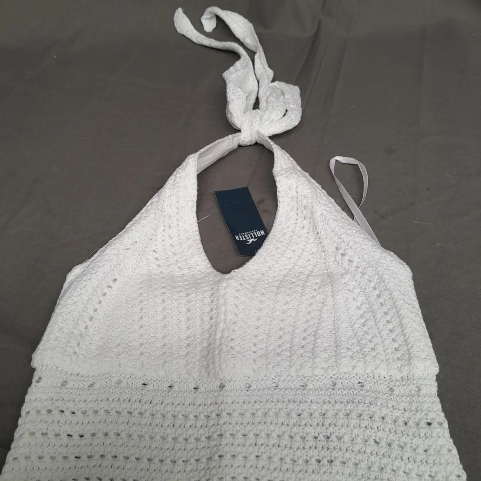 HOLLISTER WHITE KNITTED CROPPED TOP - XS