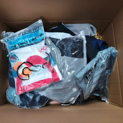 LARGE BOX OF APPROXIMATELY 25 ASSORTED CLOTHING ITEMS IN VARIOUS COLOURS, STYLES AND SIZES - COLLECTION ONLY