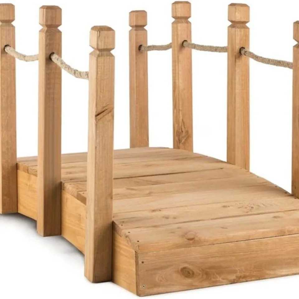 RIALTO GARDEN BRIDGE ORNAMENTAL BRIDGE 58X58X122CM ROPE SOLID WOOD 