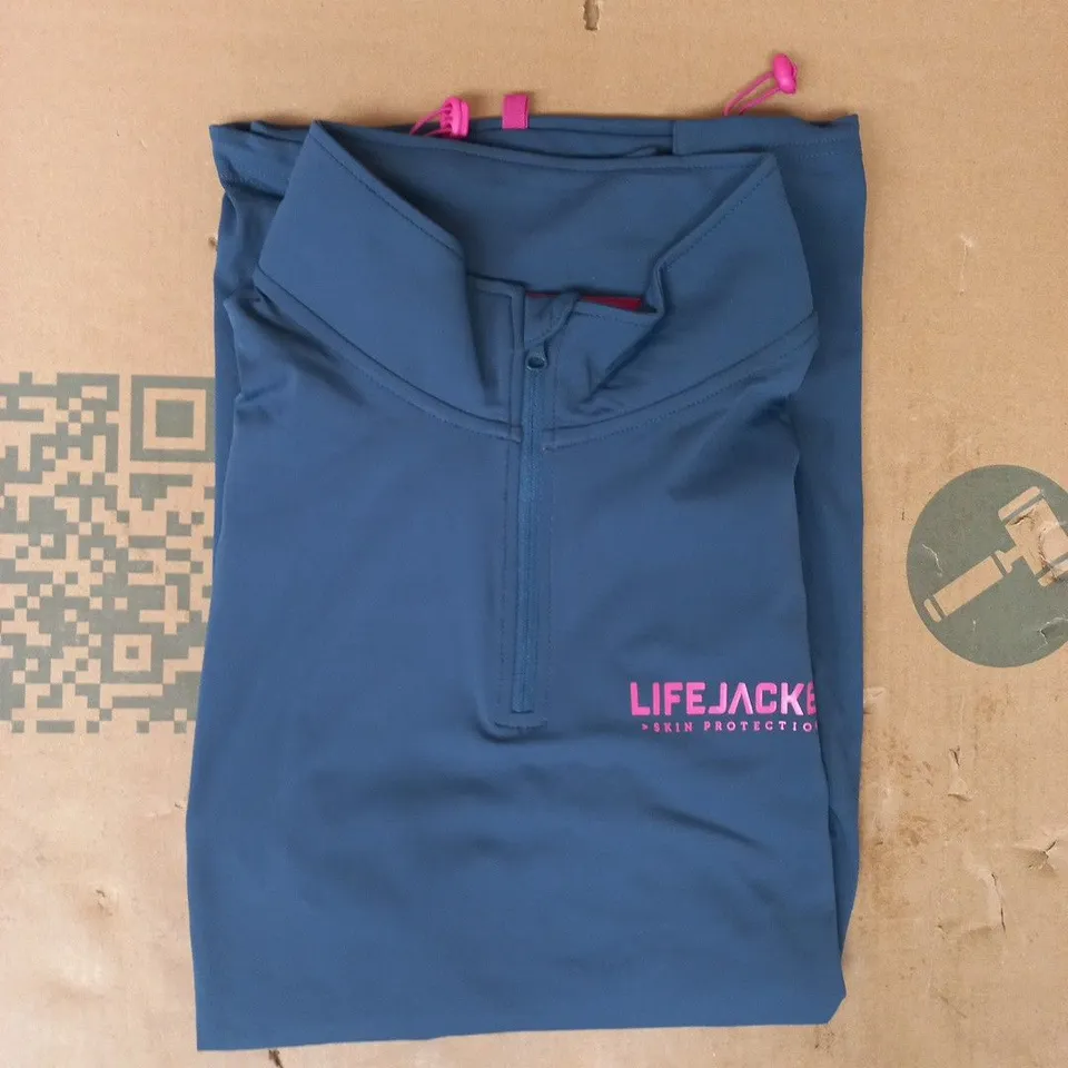 LIFEJACKET LONG SLEEVE 1/4 JACKET IN NAVY/PINK SIZE MEDIUM