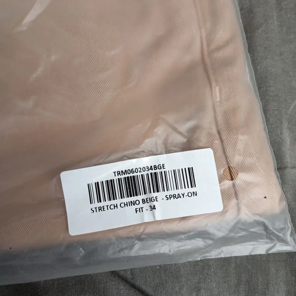 BAGGED LEGEND STRETCH CHINO BEIGE – SPRAY-ON FIT, UK 34 (MEN'S TROUSERS)