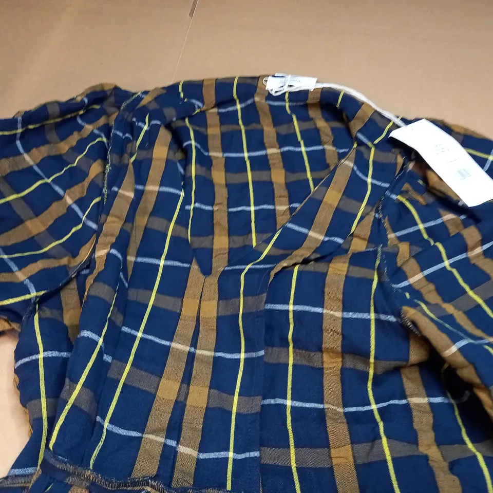 TOAST MAYA PALOMINA CHECK COTTON DRESS IN NAVY/POMELO - SIZE 06