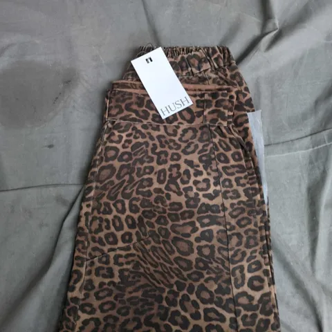 HUSH WOMEN'S BARREL LEG PULL-ON TROUSERS – BROWN LEOPARD PRINT UK 8