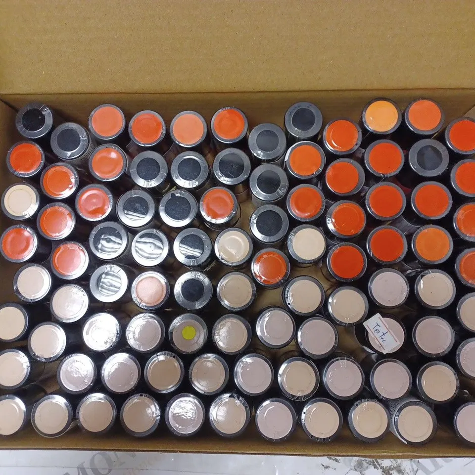 BOX OF APPROXIMATELY 75 X 8ML VIALS OF ALESSANDRO STRIPLAC NAIL POLISH IN SINFUL, FIRST KISS
