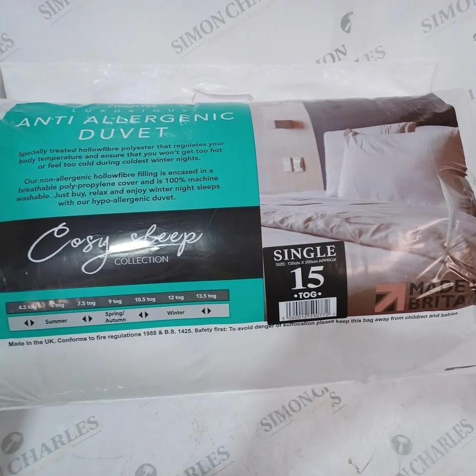SEALED COMFYTEX LUXURIOUS ANTI ALLERGENIC DUVET - SINGLE 