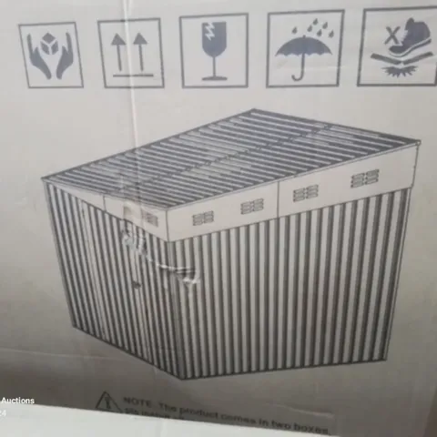 BOXED 6FT W X 8FT D GALVANISED STORAGE UNIT (2 BOXES)