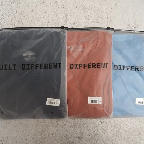 SET OF APPROXIMATELY 10 ASSORTED BUILT DIFFERENT T-SHIRTS/SHIRTS IN VARIOUS COLOURS AND SIZES