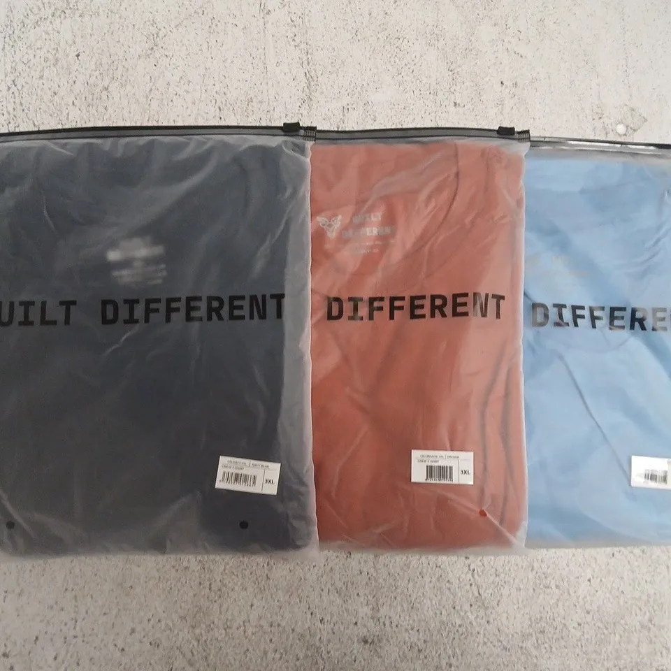 SET OF APPROXIMATELY 10 ASSORTED BUILT DIFFERENT T-SHIRTS/SHIRTS IN VARIOUS COLOURS AND SIZES