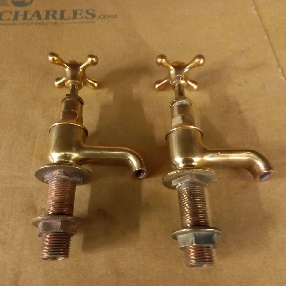 PAIR OF BRASS EFFECT TAP
