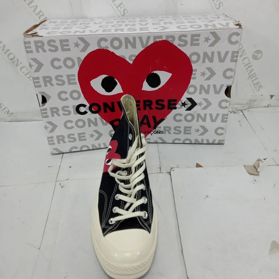 BOXED PAIR OF CONVERSE X COMME DES GARCONS CHUCK 70S CDG HI SIZE UK 10 