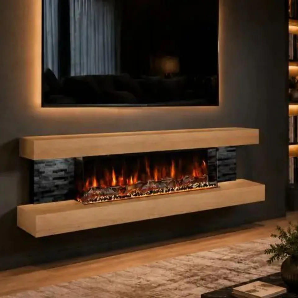 BOXED EVOLUTION FIRES VEGAS OAK WALL MOUNTED ELECTRIC FIREPLACE
