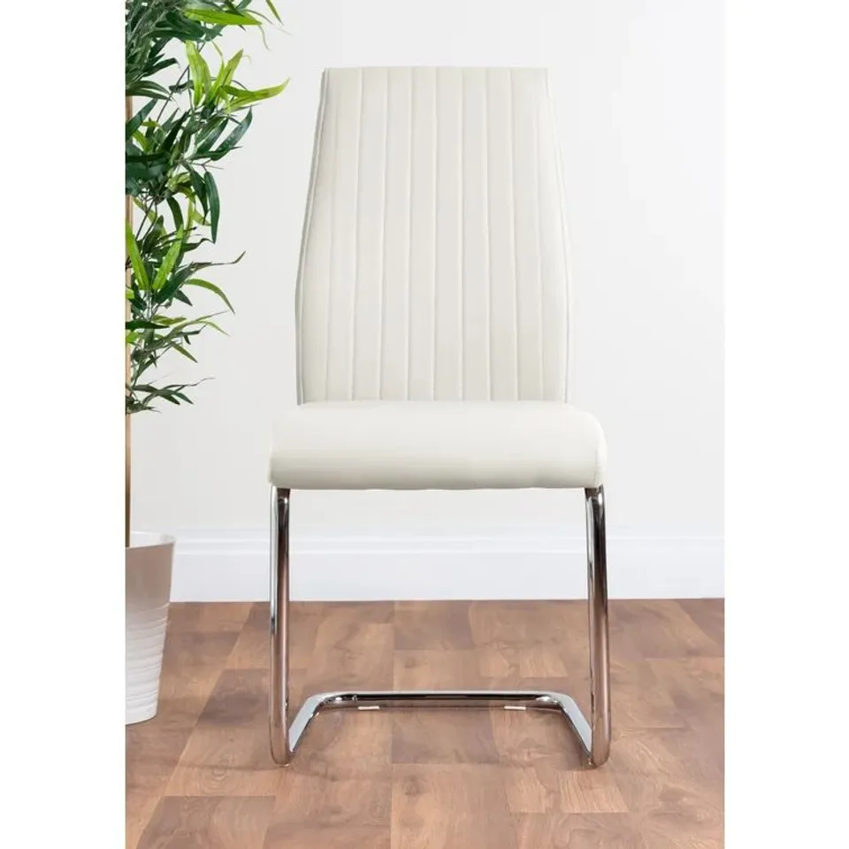 BOXED LOREN WHITE FAUX LEATHER DINING CHAIRS SET OF 2 (1 BOX)