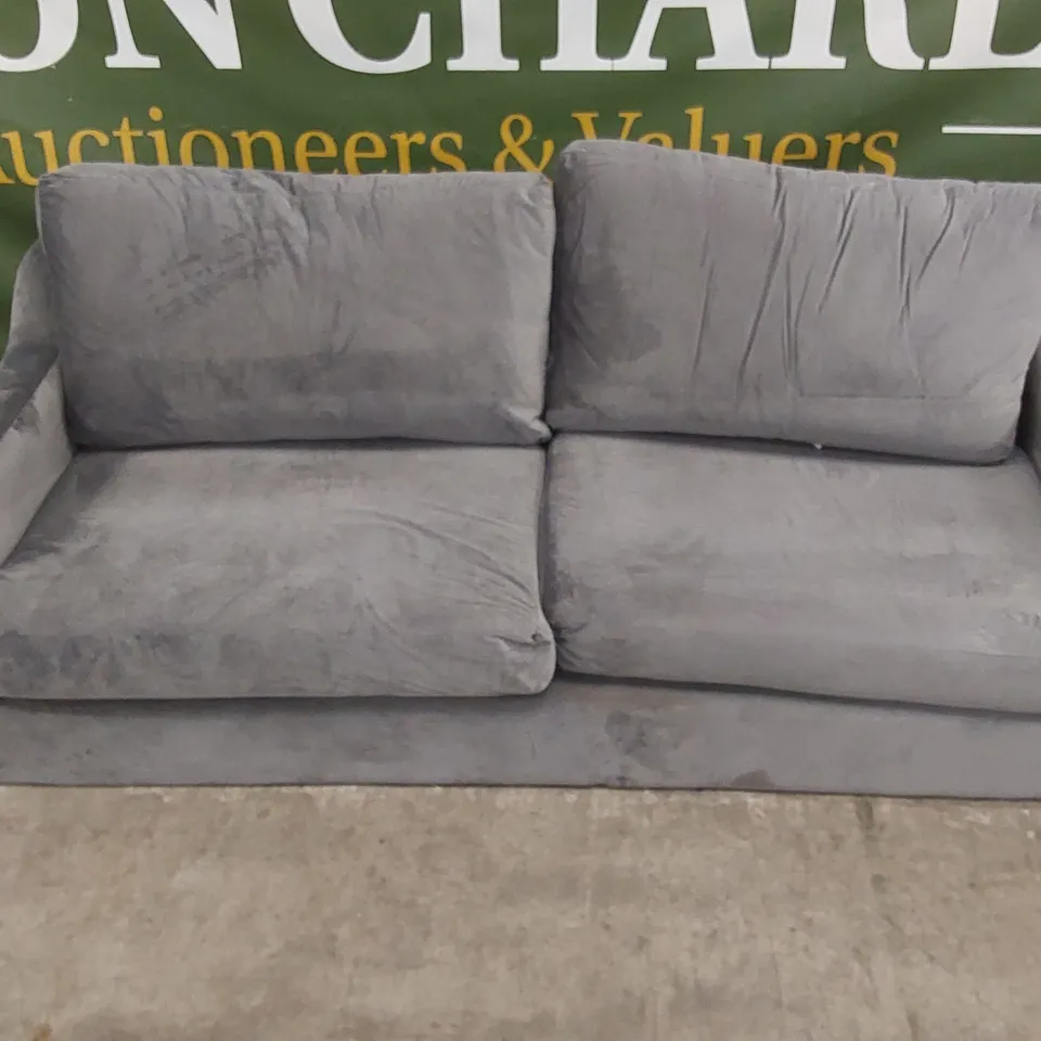 QUALITY DESIGNER 4 SEATER GREY VELVET SOFA