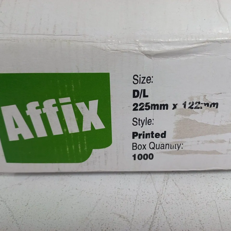 BOX OF APPROXIMATELY 1000 AFFIC DOCUMENT ENVELOPES - 225MM X 122M