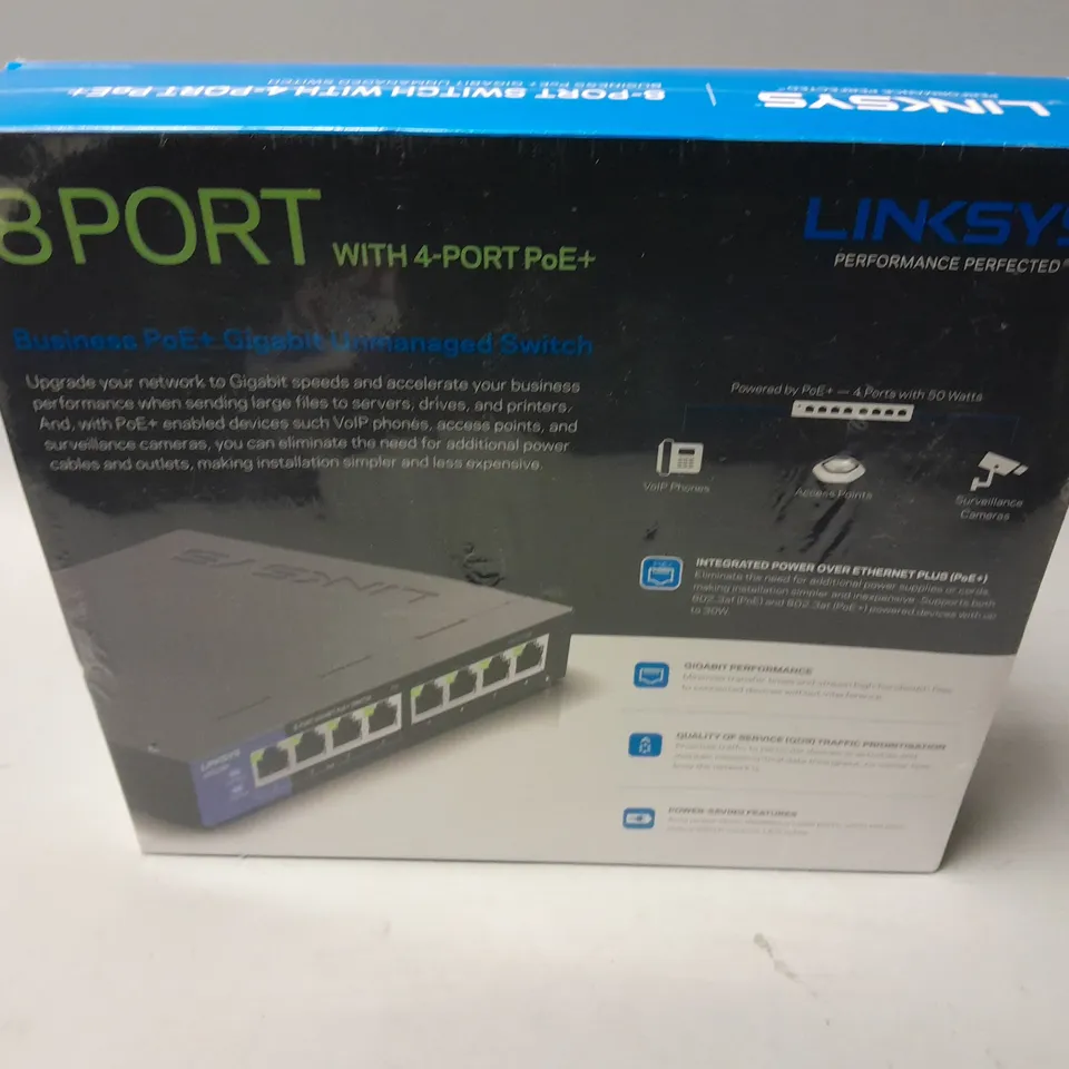 SEALED LINKSYS 8-PORT WITH 4-PORT POE+ UNMANAGED SWITCH