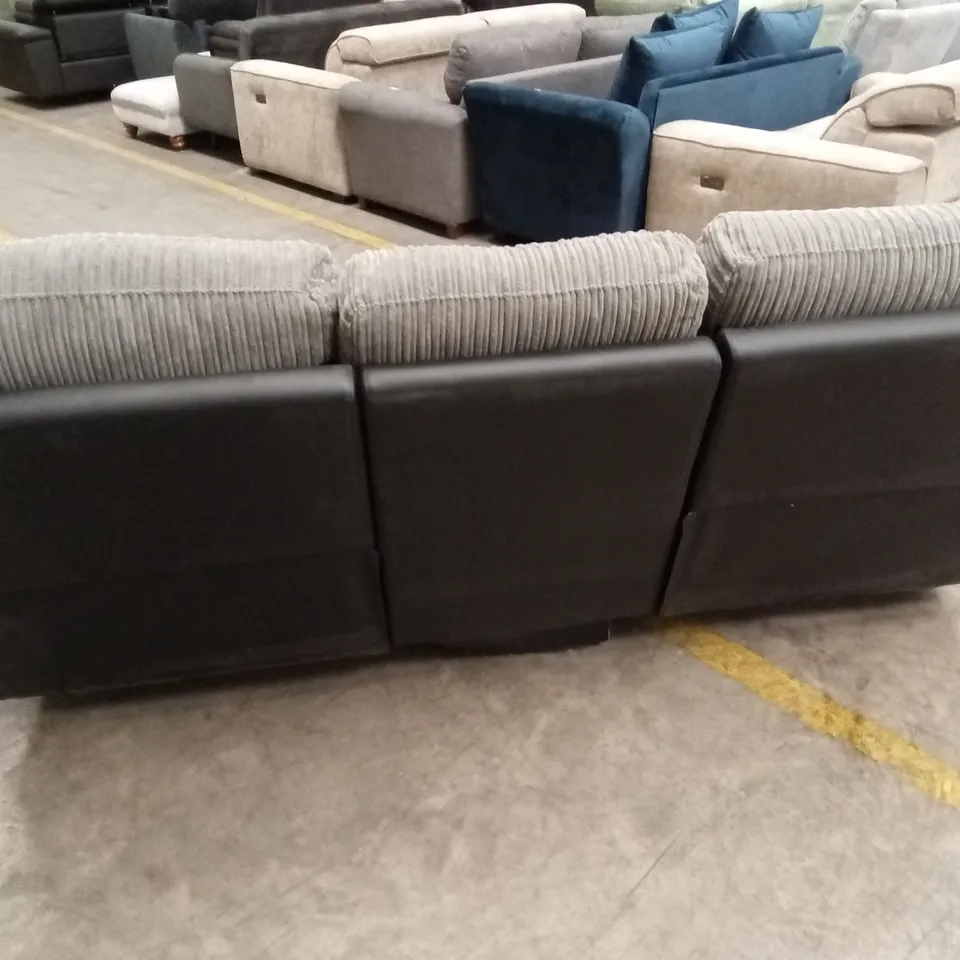 SIENNA FABRIC/FAUX LEATHER HIGH BACK 3 SEATER RECLINER SOFA RRP £849