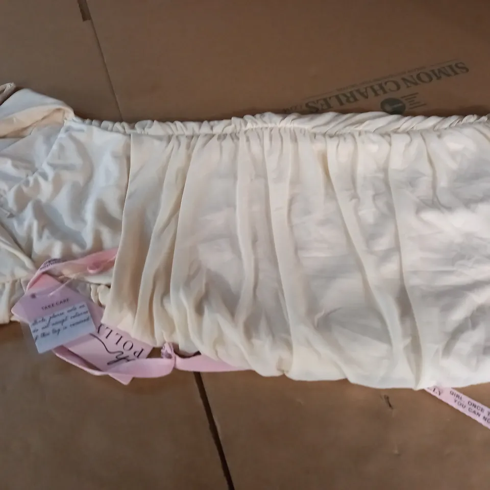 OH POLLY BEIGE RUCHED BODYCON DRESS - 8