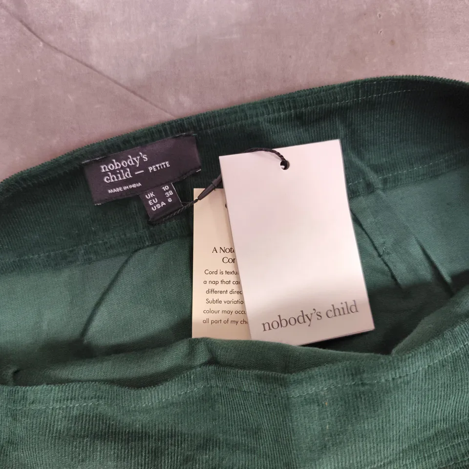 NOBODYS CHILD PETITE SOFIA SKIRT IN CORD GREEN - UK 10