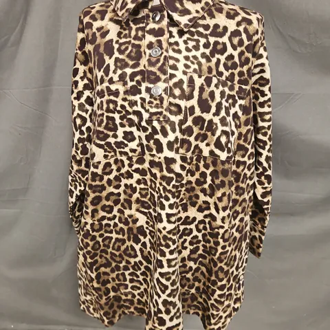 ALIGNEGRACE LONG SLEEVE COLLAR DRESS IN LEOPARD SIZE 20
