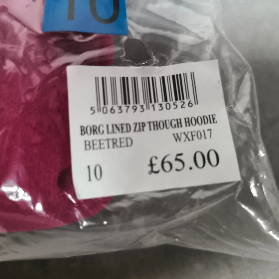 CREW CLOTHING COMPANY ZIP-THROUGH HOODIE – PINK, UK 10