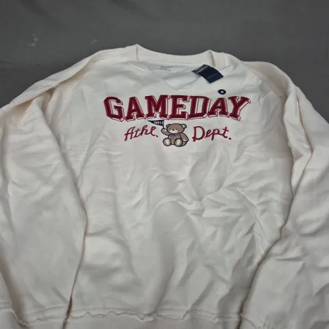 HOLLISTER OFF WHITE GAMEDAY JUMPER - MEDIUM