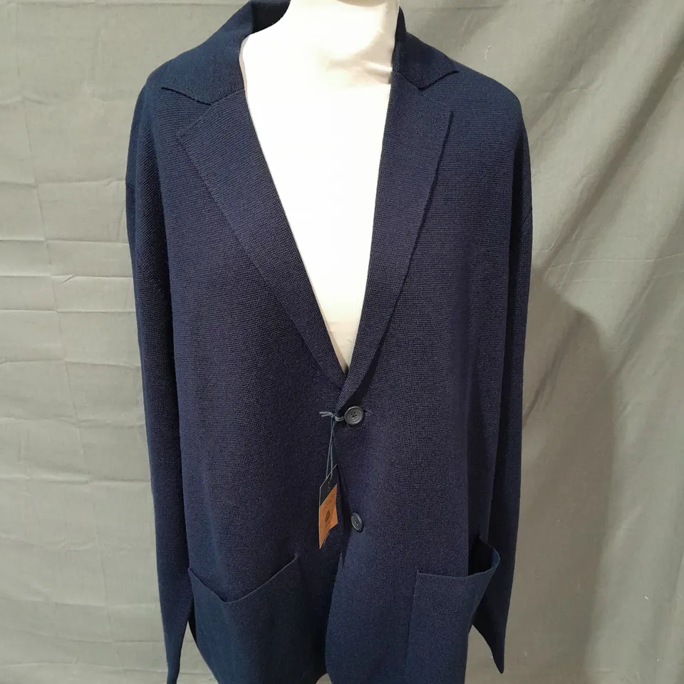 CHARLES TYRWHITT NAVY BLUE PURE MERINO BUTTON BLAZER - XXL