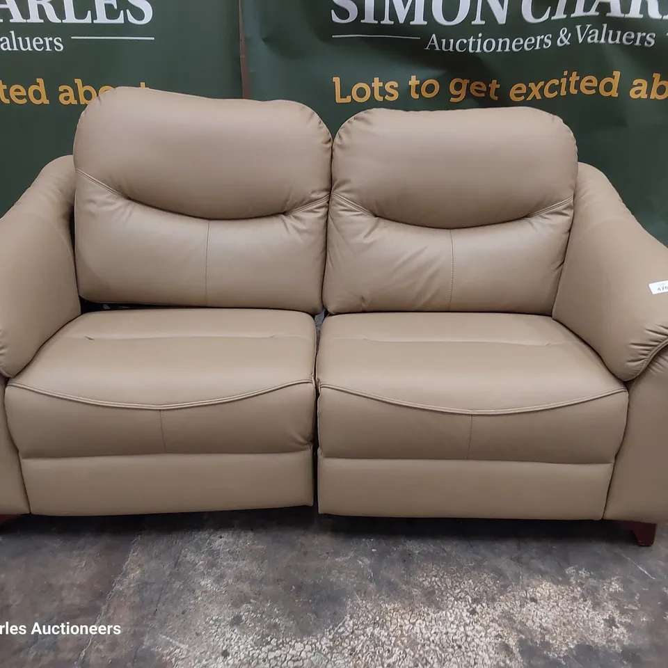 QUALITY BRITISH DESIGNER G PLAN JACKSON POWER RECLINING THREE SEATER SOFA CAMBRIDGE SAND LEATHER 